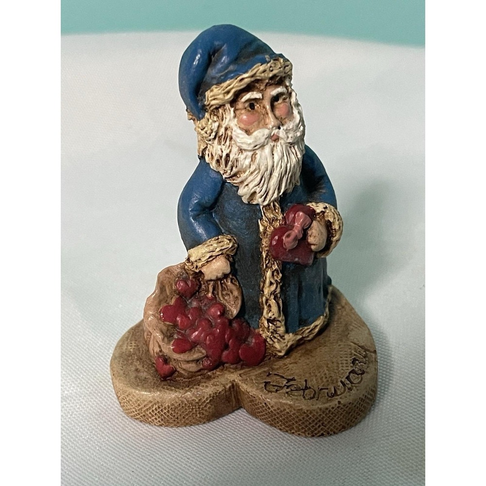 1990 Hand Carved Old World Wooden Christmas Santa Signed Art 2.5"Painted Nine